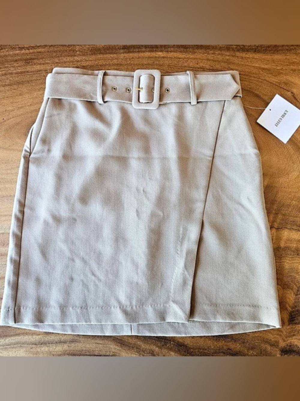 NWT Ellen Tracy Belted Skirt in Beige Size XS
